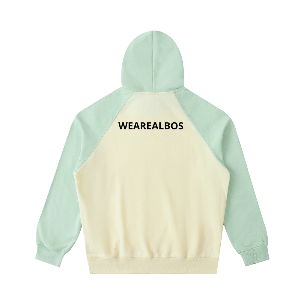 Color-Block Raglan Sleeve Hoodie (Loose)