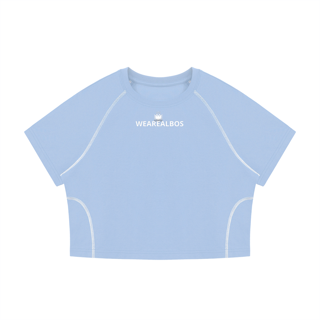 Women's Contrast Stitch Raglan Crop T-Shirt