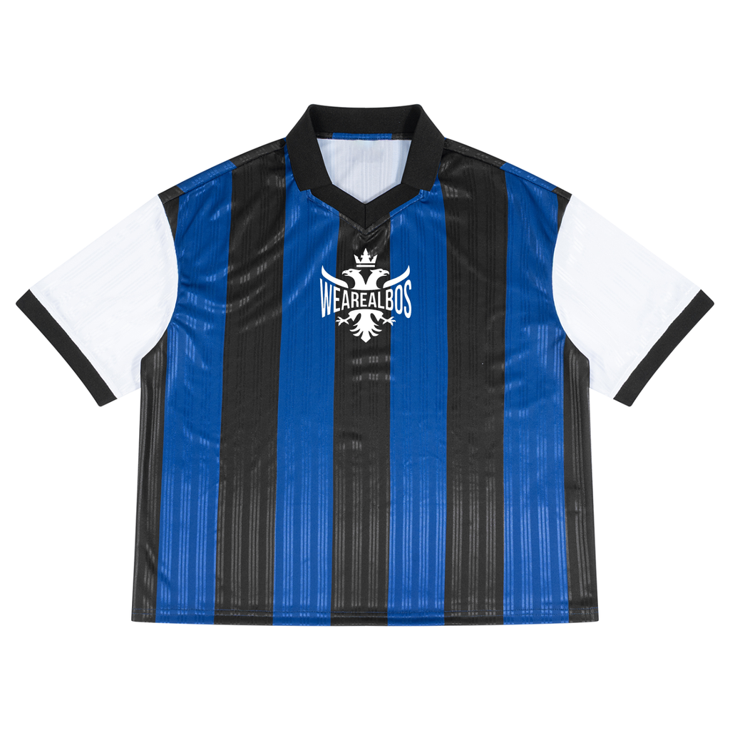 Unisex Boxy Striped Collared Soccer Jersey