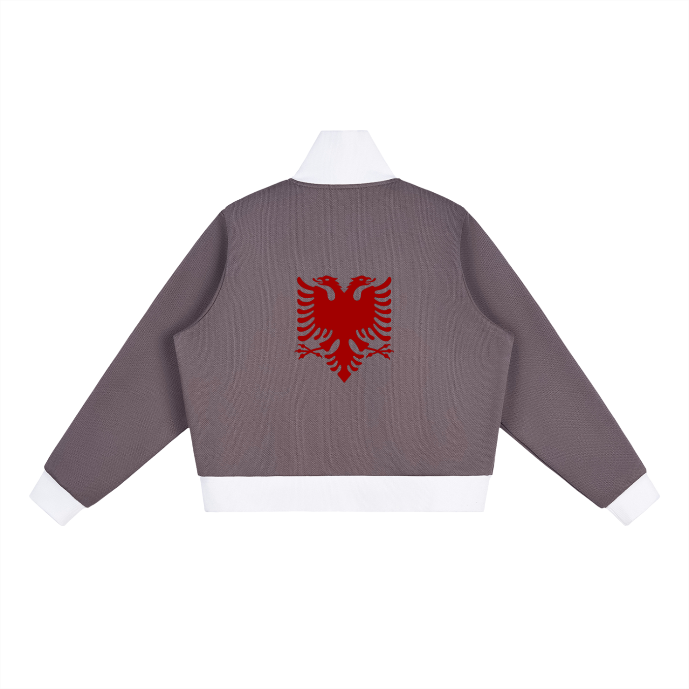 Contrast Side Stripe Fleece Cropped Track Jacket (Loose)
