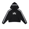 Contrast Side Stripe Cropped Hoodie (Loose)