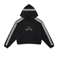 Contrast Side Stripe Cropped Hoodie (Loose)