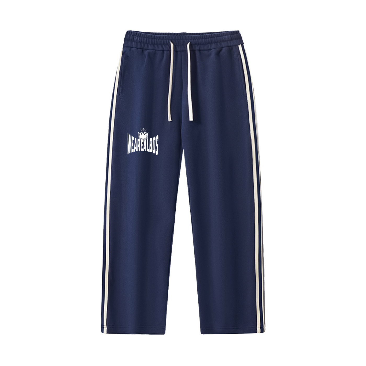 Contrast Side-Stripe Straight-Leg  Pants (Loose)