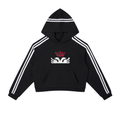 Contrast Side Stripe Cropped Hoodie (Loose)