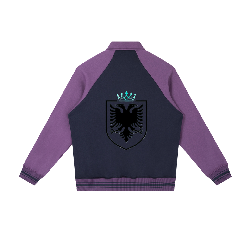 Contrast Raglan Sleeve Baseball Jacket (Loose)