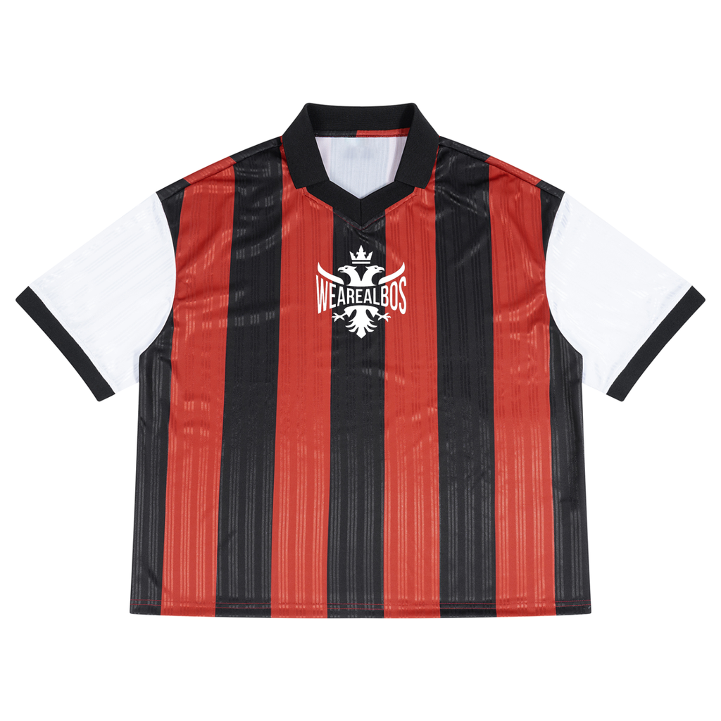 Unisex Boxy Striped Collared Soccer Jersey