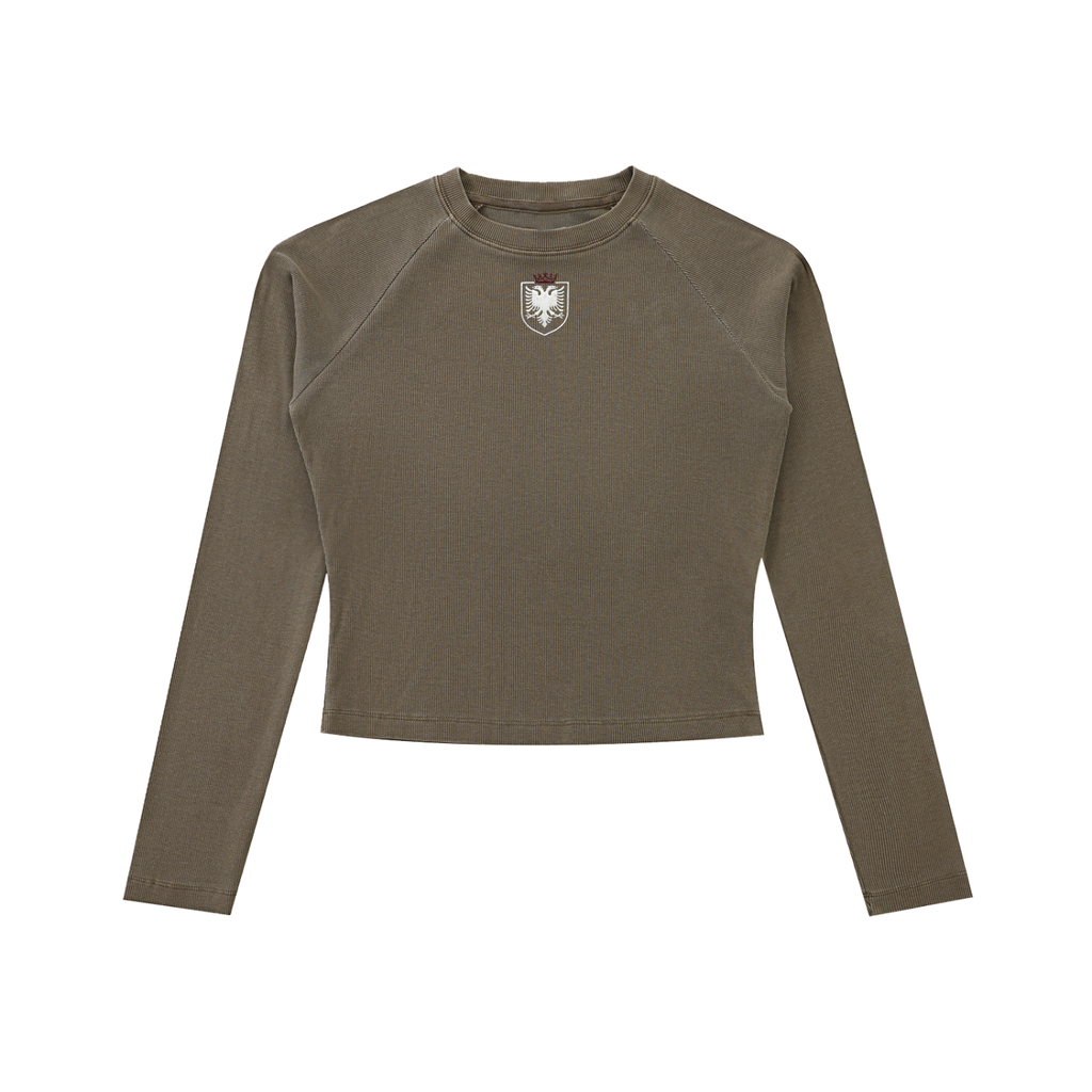 Dyed Washed Raglan Long Sleeve Slim T-Shirt (Bodycon)