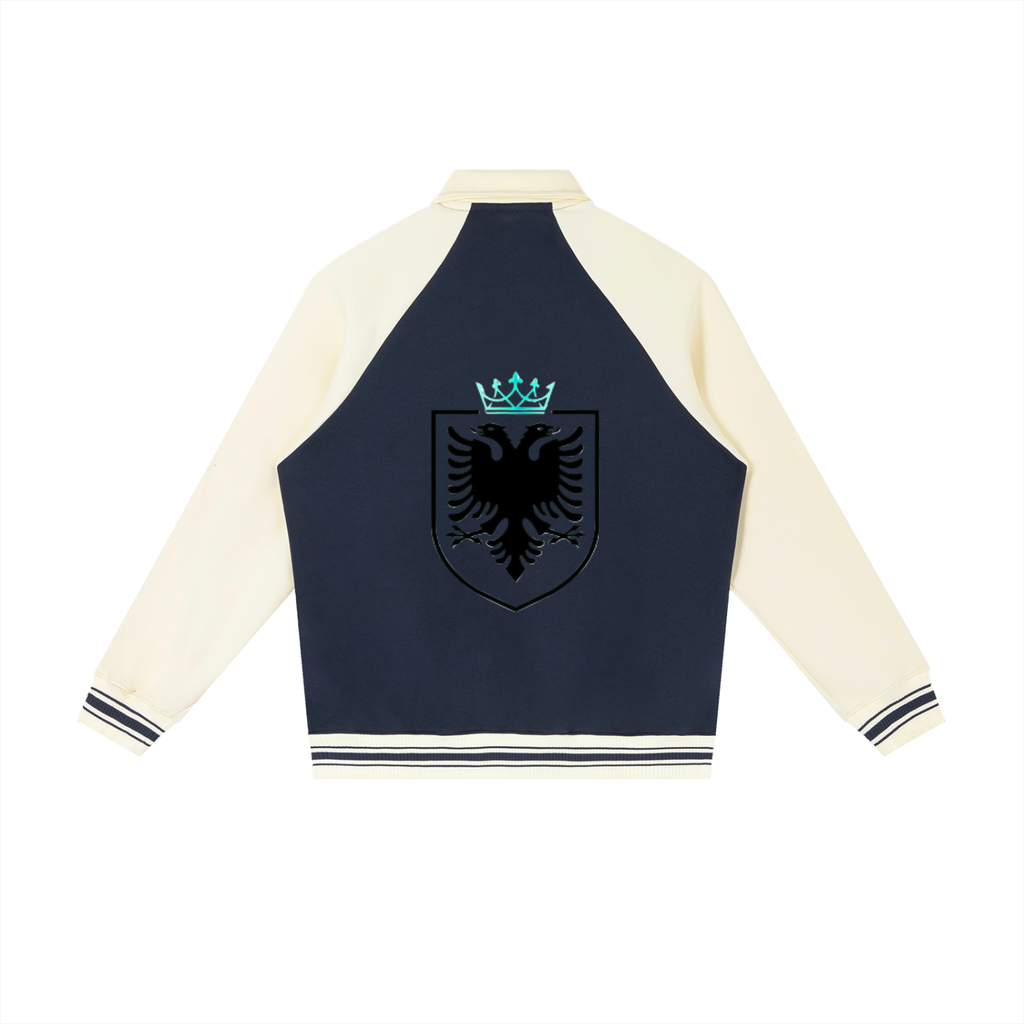 Contrast Raglan Sleeve Baseball Jacket (Loose)