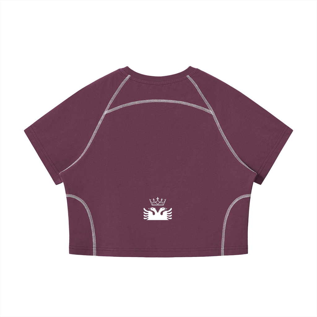 Women's Contrast Stitch Raglan Crop T-Shirt