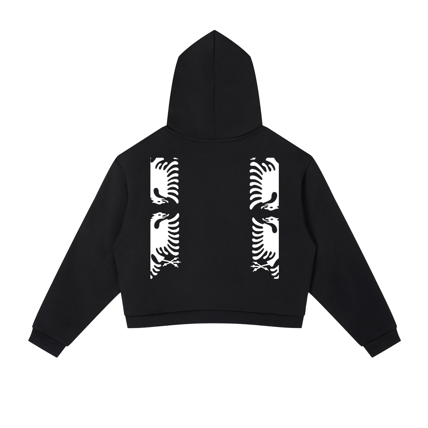 Contrast Side Stripe Cropped Hoodie (Loose)