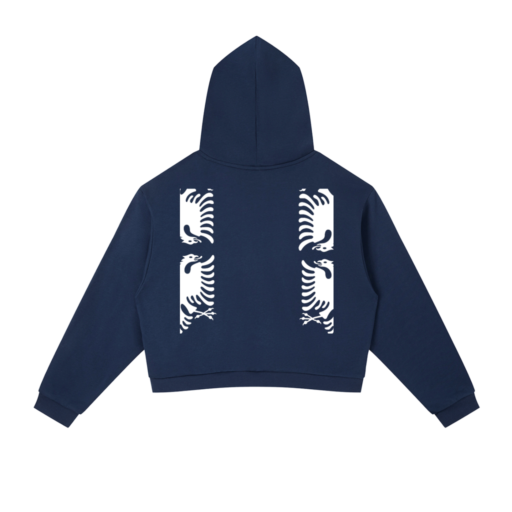 Contrast Side Stripe Cropped Hoodie (Loose)