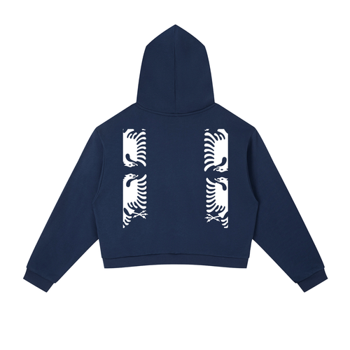 Contrast Side Stripe Cropped Hoodie (Loose)