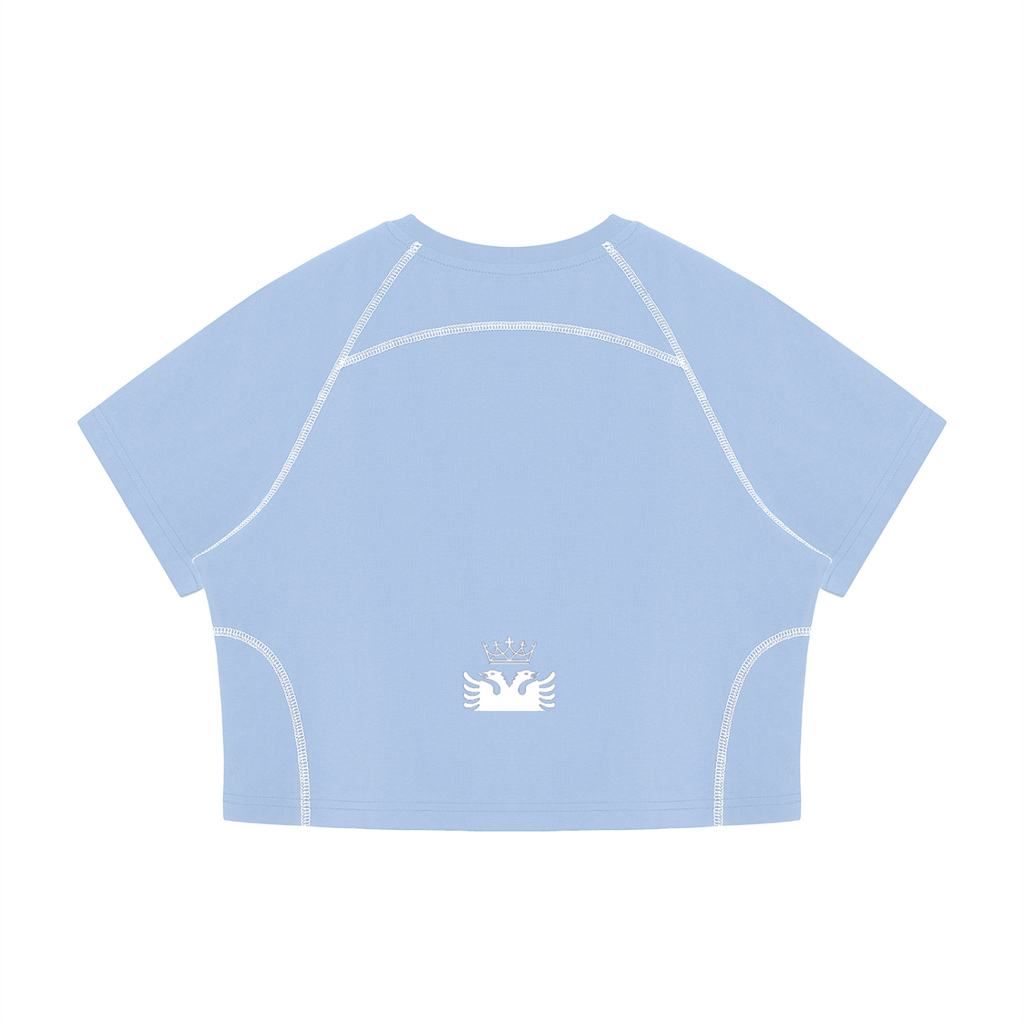 Women's Contrast Stitch Raglan Crop T-Shirt