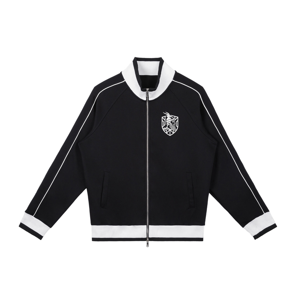 Color Block Raglan Sleeve Zip Track Jacket (Loose)