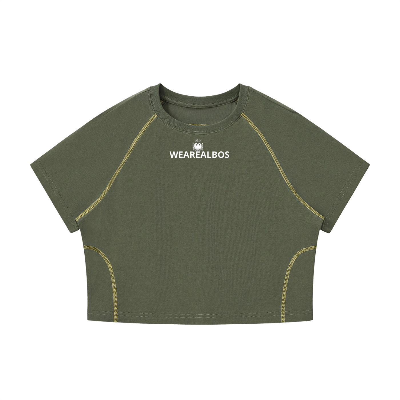 Women's Contrast Stitch Raglan Crop T-Shirt