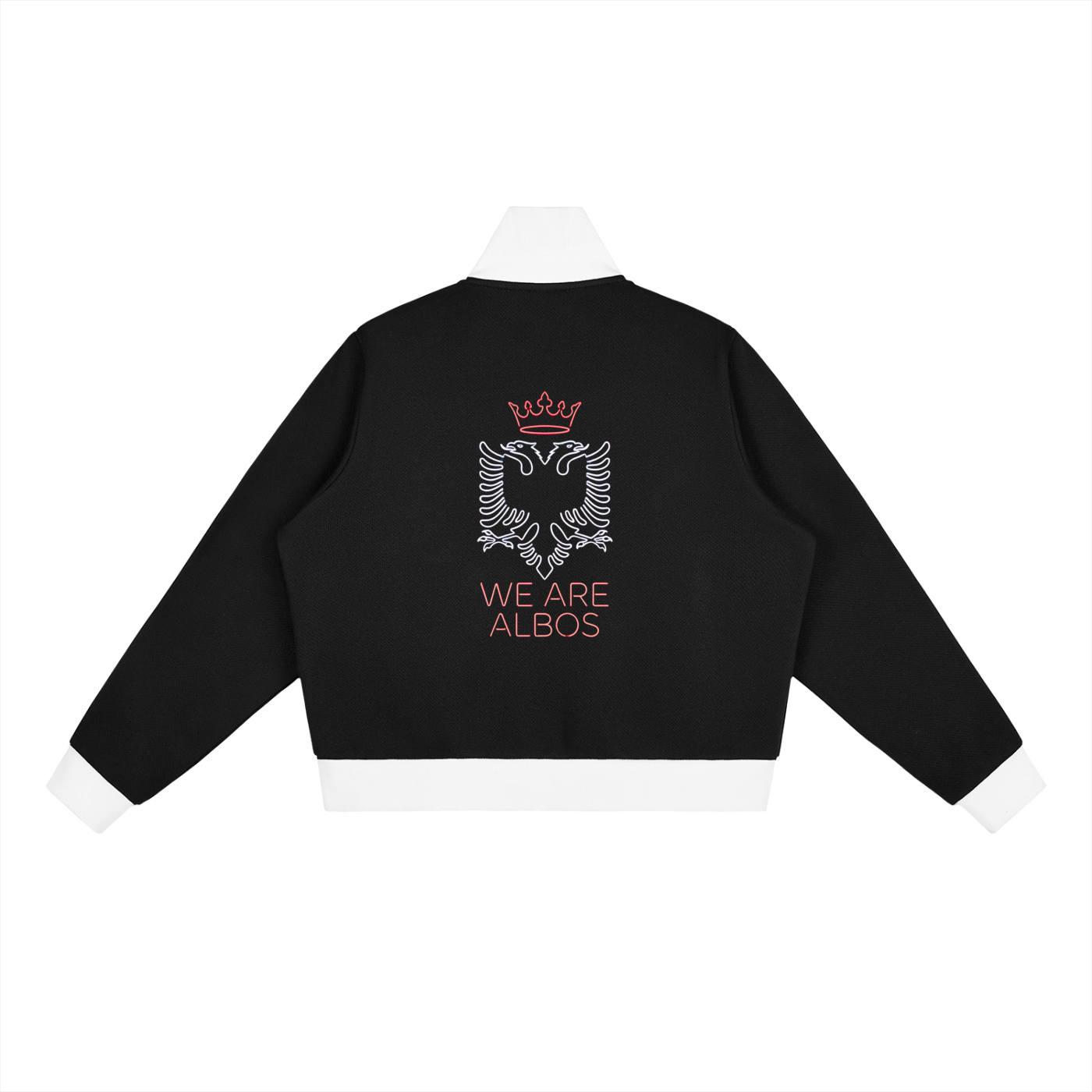 Contrast Side Stripe Fleece Cropped Track Jacket (Loose)