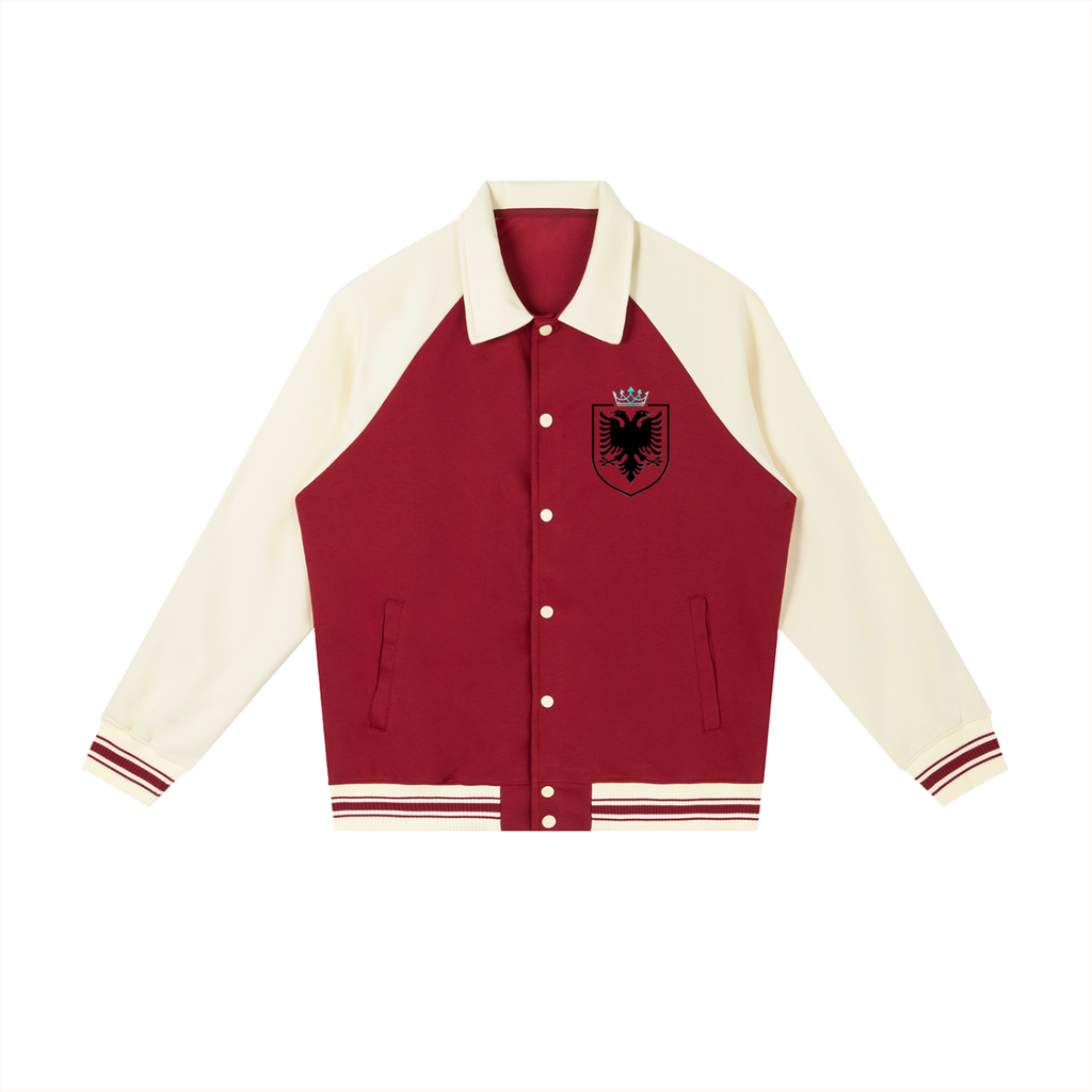 Contrast Raglan Sleeve Baseball Jacket (Loose)