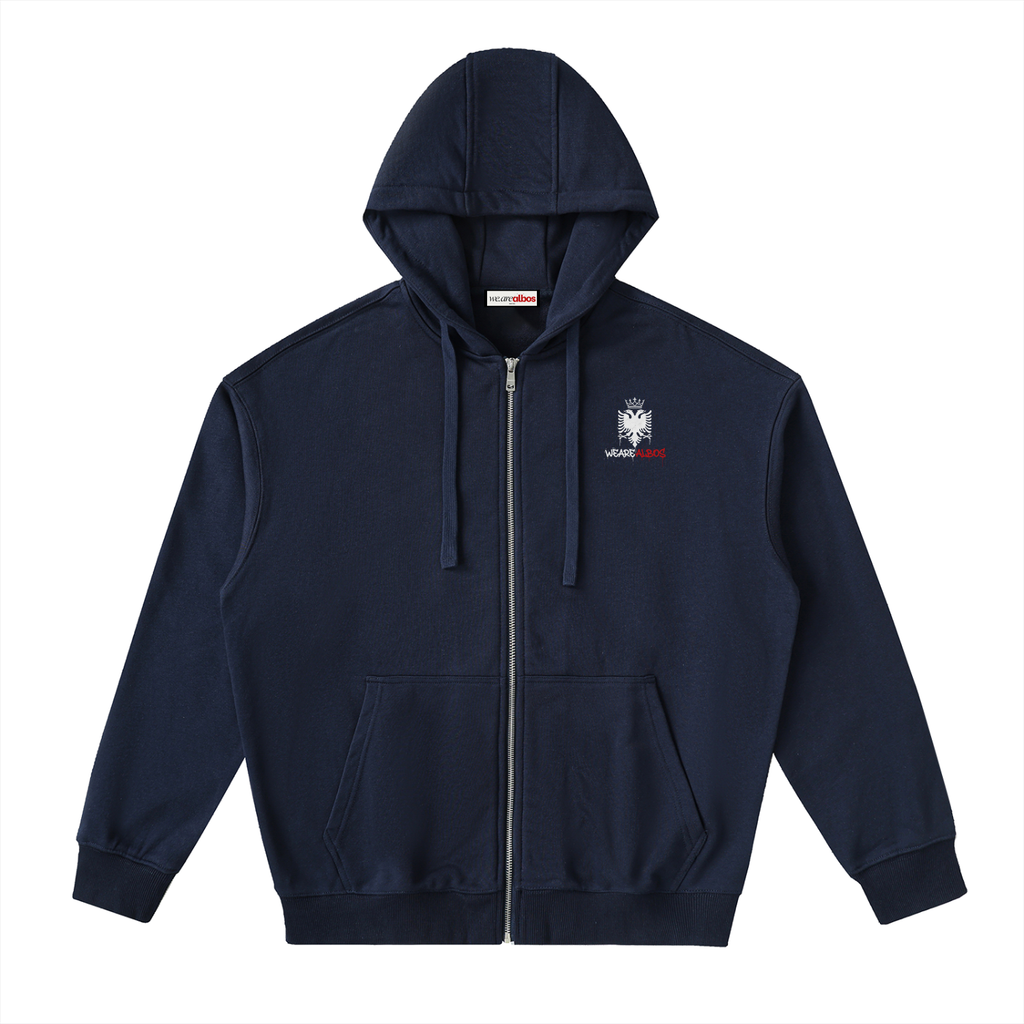Drop-Shoulder Zip Up Hoodie (Loose)
