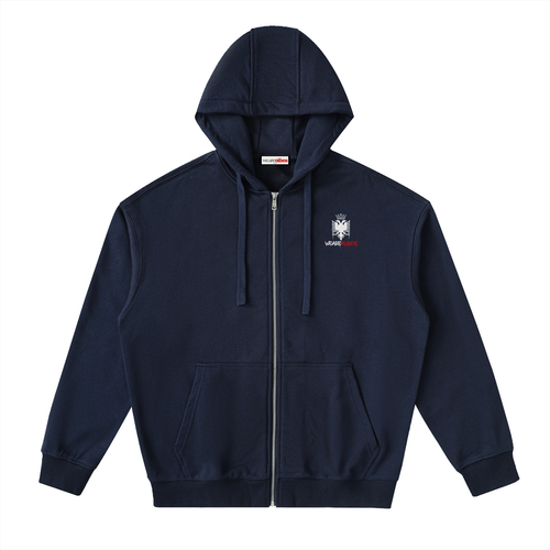Drop-Shoulder Zip Up Hoodie (Loose)