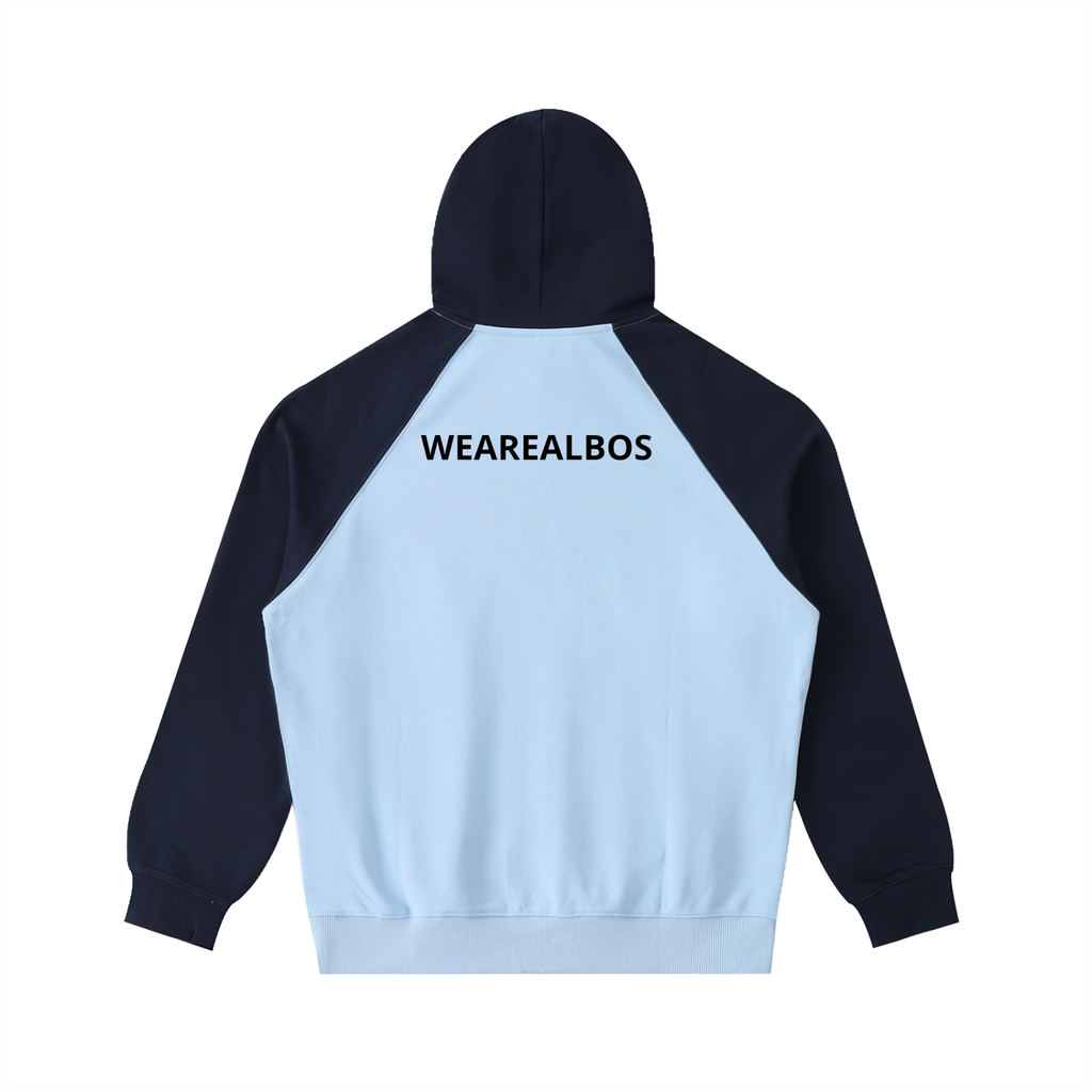 Color-Block Raglan Sleeve Hoodie (Loose)