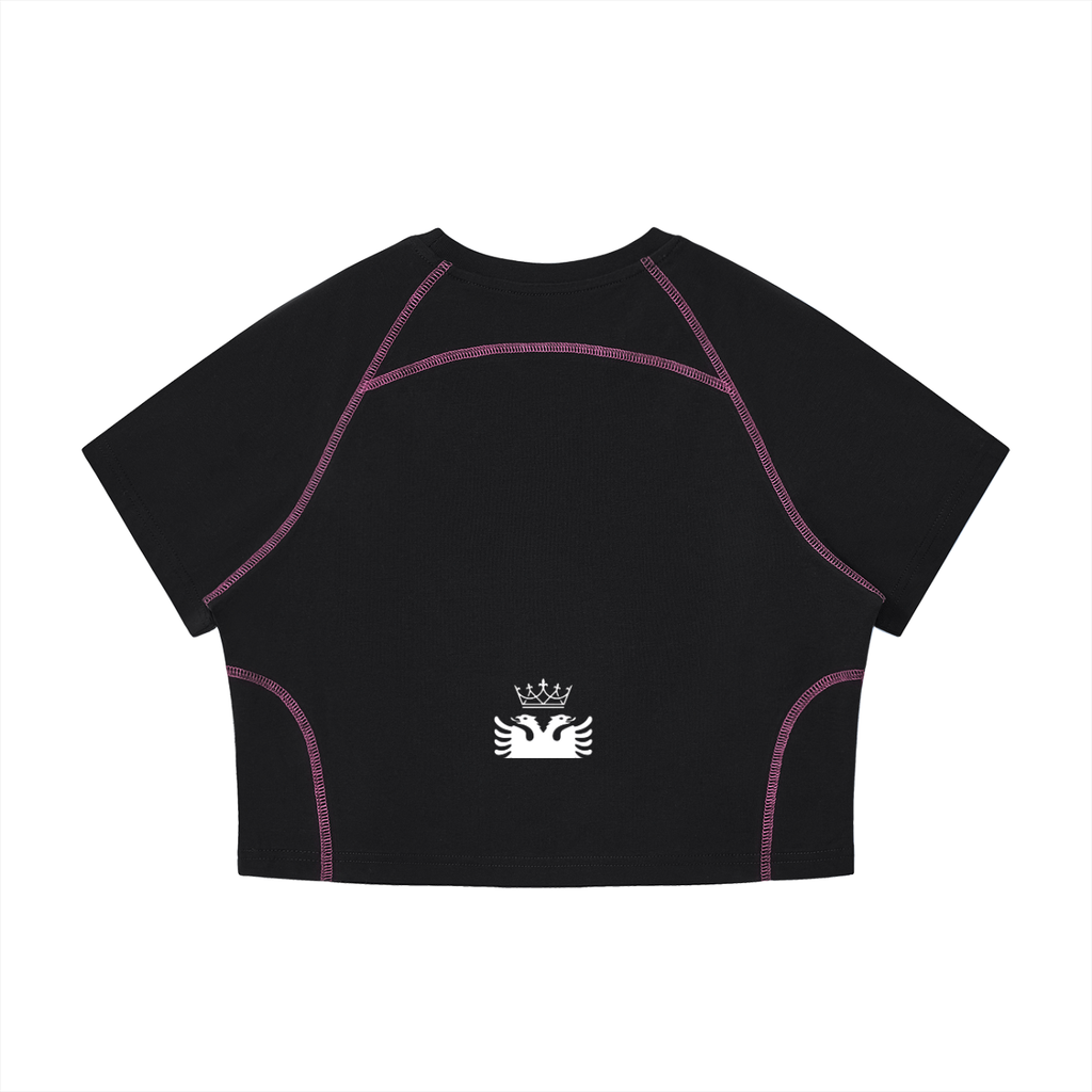 Women's Contrast Stitch Raglan Crop T-Shirt
