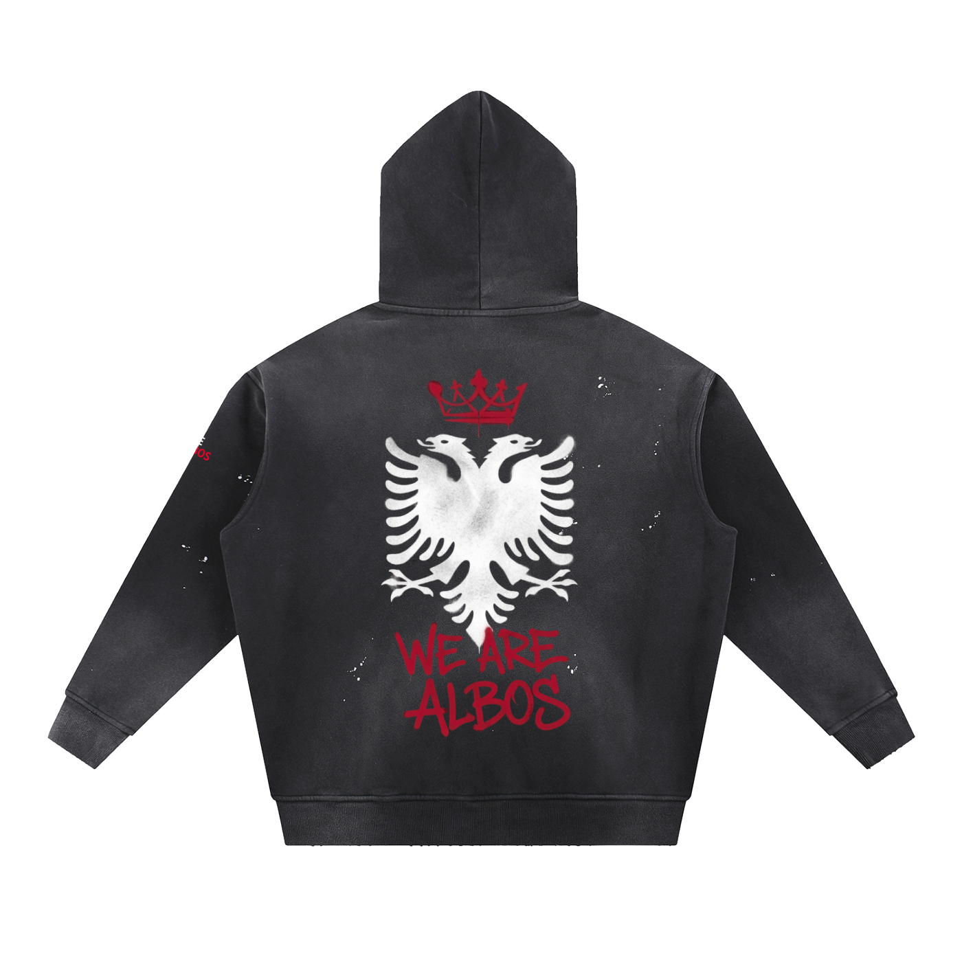 Vintage Washed Frayed Fleece Hoodie (Loose)