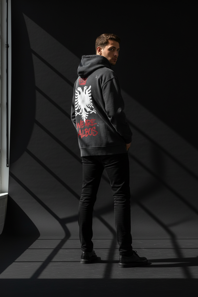 Vintage Washed Frayed Fleece Hoodie (Loose)