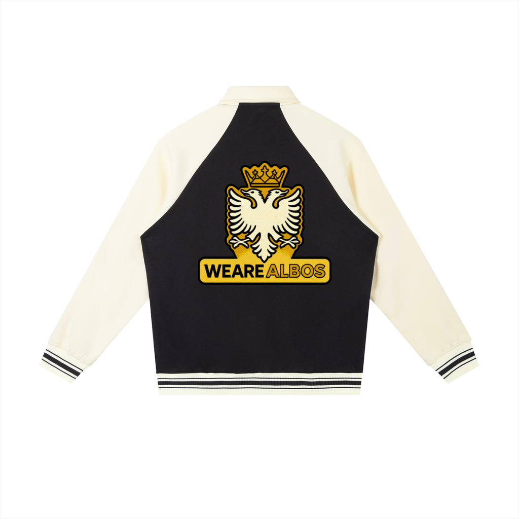Contrast Raglan Sleeve Baseball Jacket (Loose)