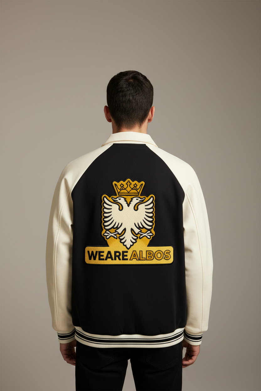 Contrast Raglan Sleeve Baseball Jacket (Loose)