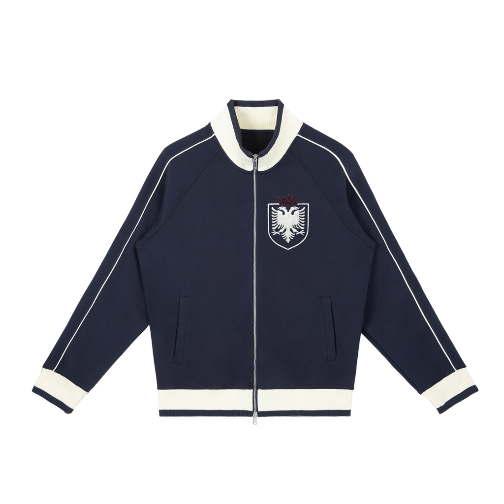 Color Block Raglan Sleeve Zip Track Jacket (Loose)