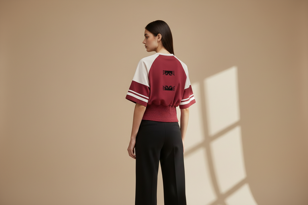 Women's Color Block Ruched T-Shirt (Loose)