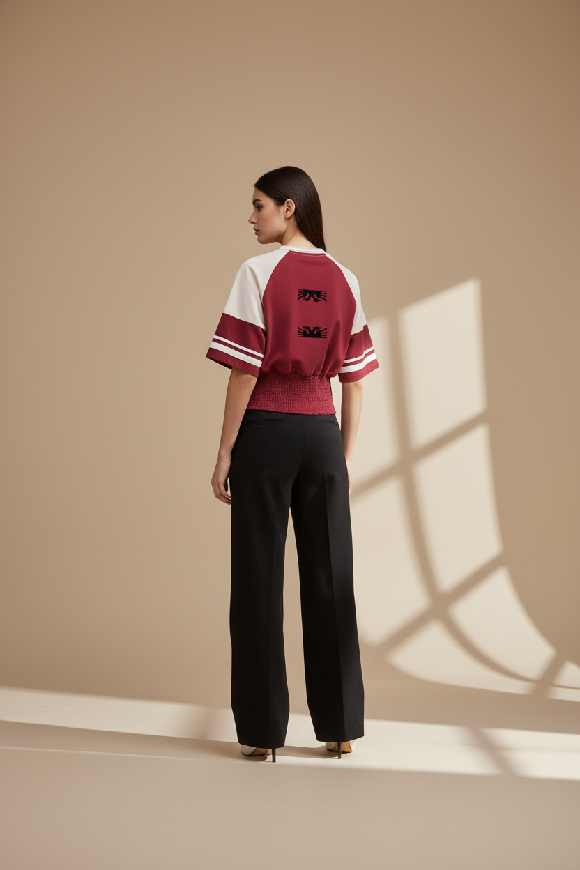 Women's Color Block Ruched T-Shirt (Loose)