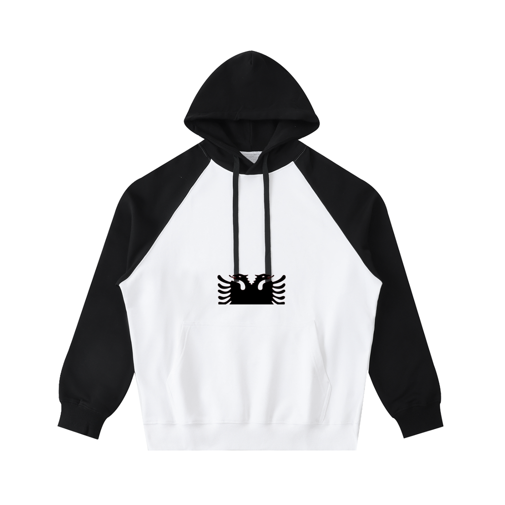 Color-Block Raglan Sleeve Hoodie (Loose)