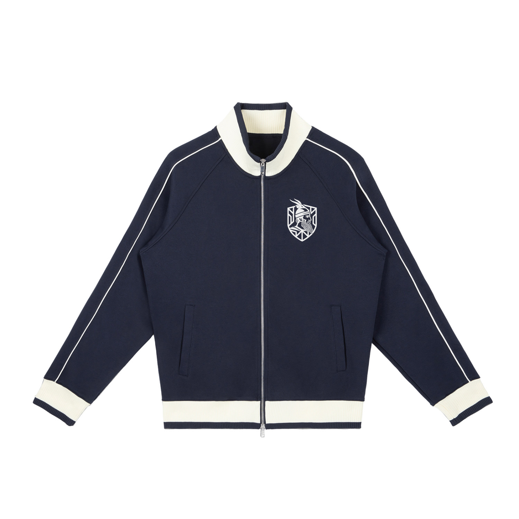 Color Block Raglan Sleeve Zip Track Jacket (Loose)