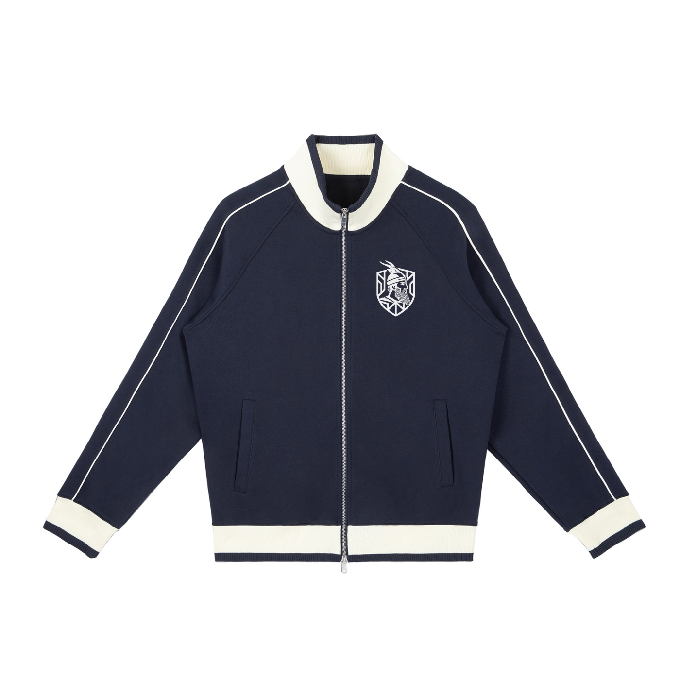 Color Block Raglan Sleeve Zip Track Jacket (Loose)