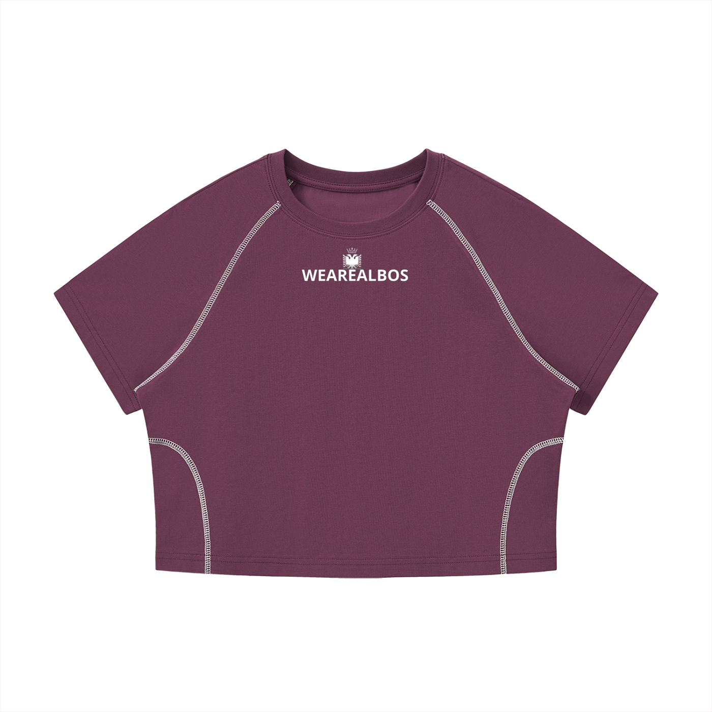 Women's Contrast Stitch Raglan Crop T-Shirt