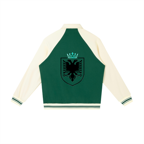 Contrast Raglan Sleeve Baseball Jacket (Loose)