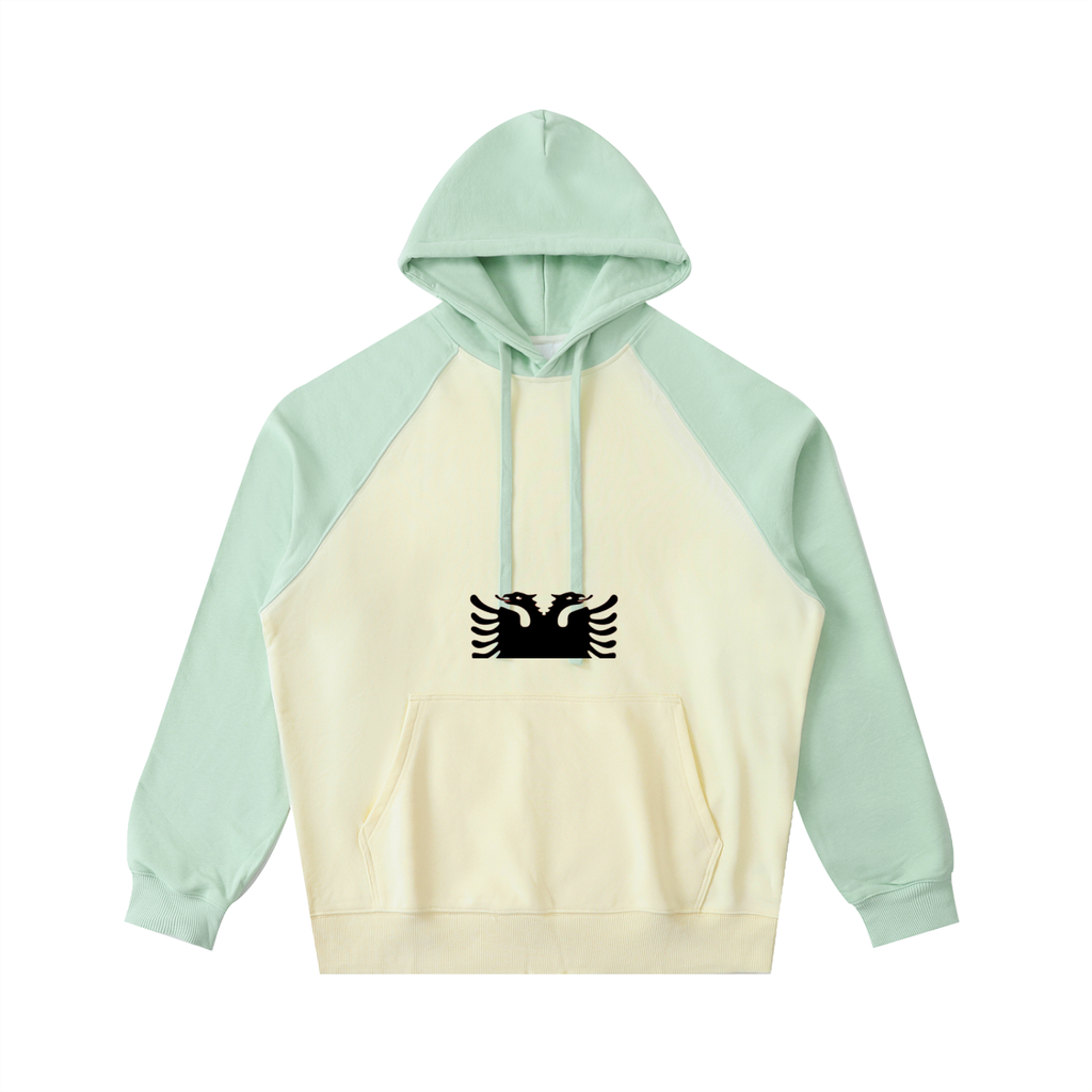 Color-Block Raglan Sleeve Hoodie (Loose)