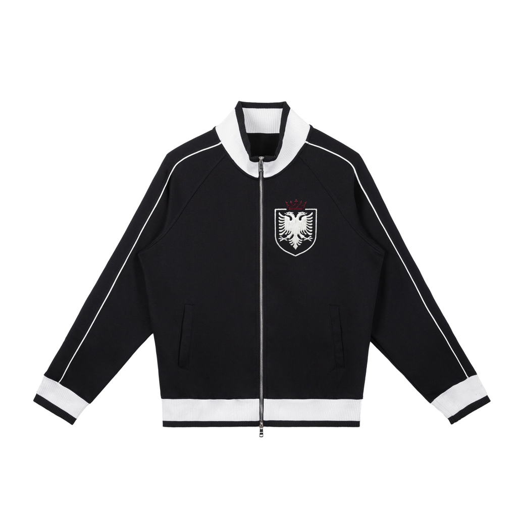 Color Block Raglan Sleeve Zip Track Jacket (Loose)
