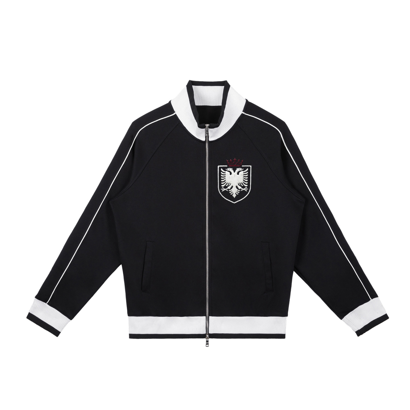 Color Block Raglan Sleeve Zip Track Jacket (Loose)