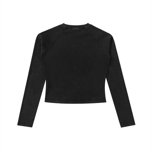 Dyed Washed Raglan Long Sleeve Slim T-Shirt (Bodycon)