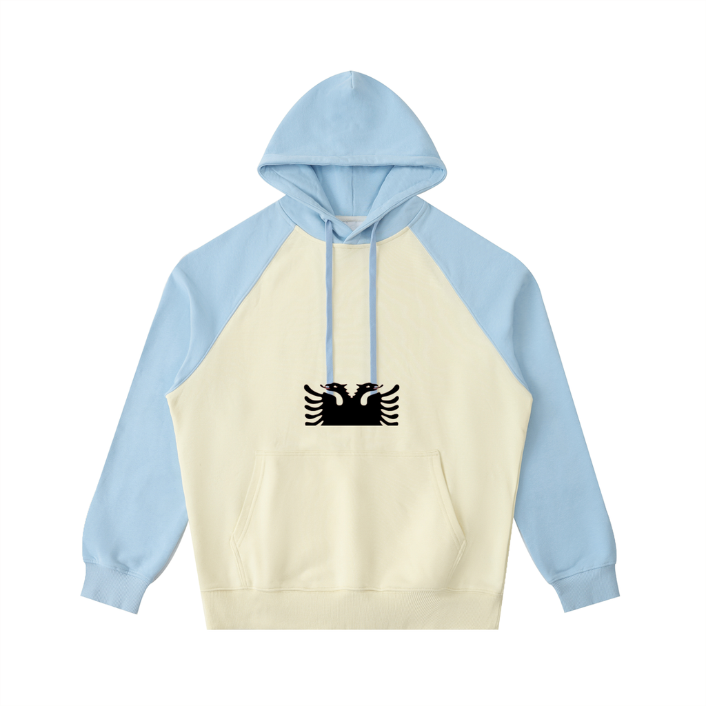 Color-Block Raglan Sleeve Hoodie (Loose)