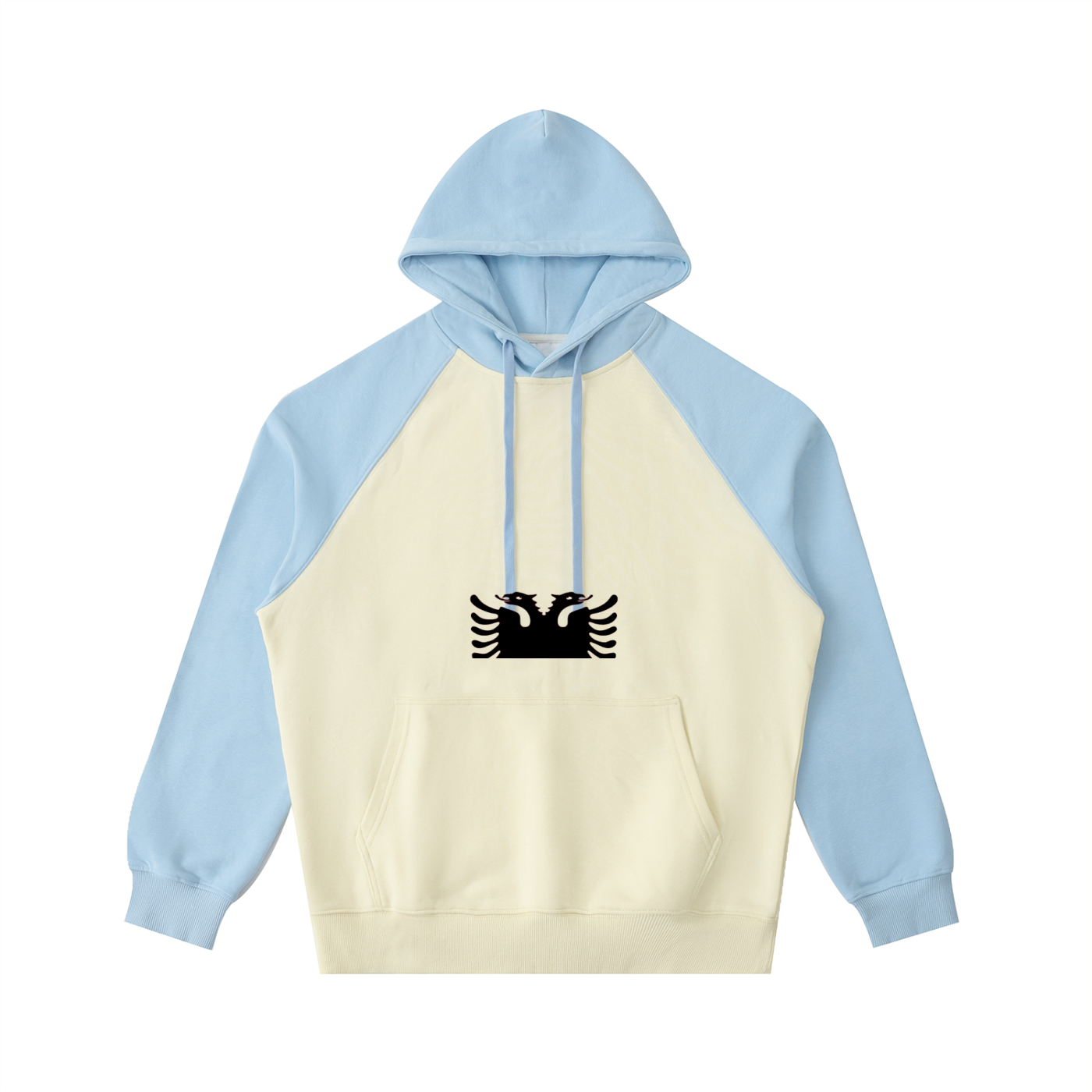 Color-Block Raglan Sleeve Hoodie (Loose)