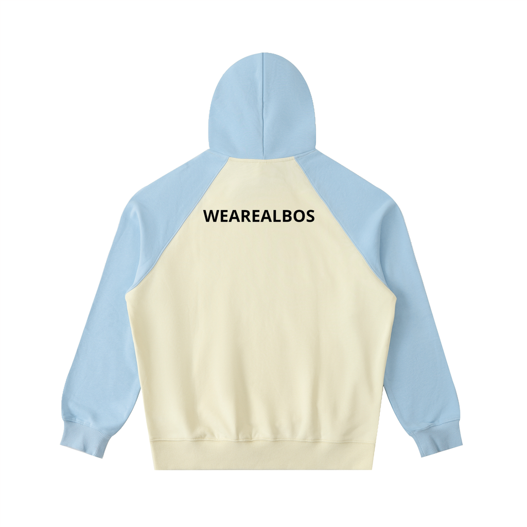 Color-Block Raglan Sleeve Hoodie (Loose)