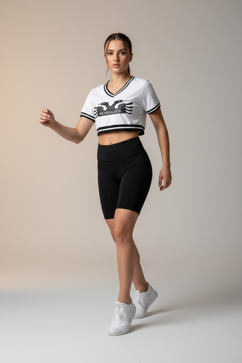 Women's Color Block V-Neck Crop T-Shirt (Skinny)