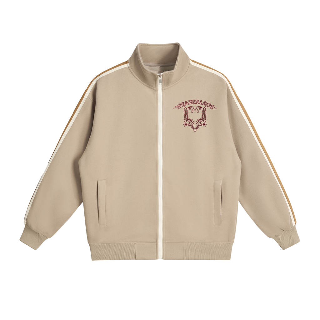 Contrast Side-Stripe Stand Collar Jacket (Loose)