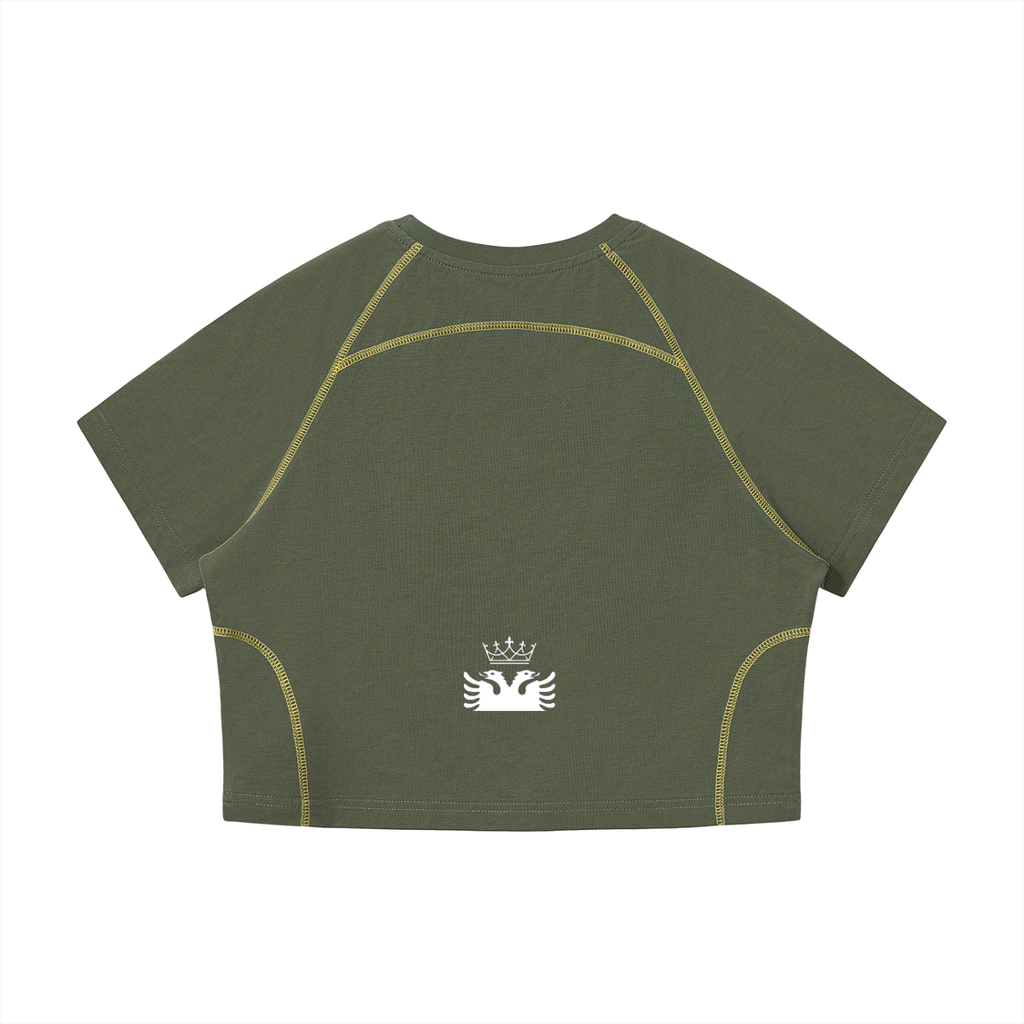 Women's Contrast Stitch Raglan Crop T-Shirt