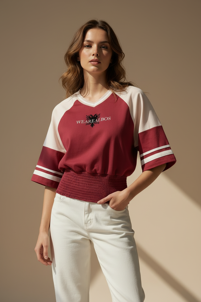 Women's Color Block Ruched T-Shirt (Loose)