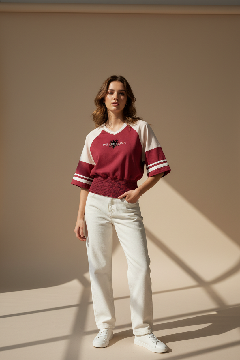 Women's Color Block Ruched T-Shirt (Loose)