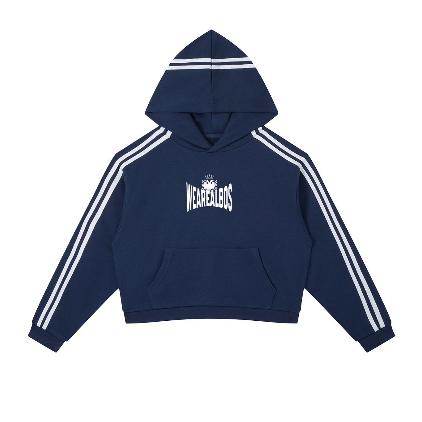 Contrast Side Stripe Cropped Hoodie (Loose)